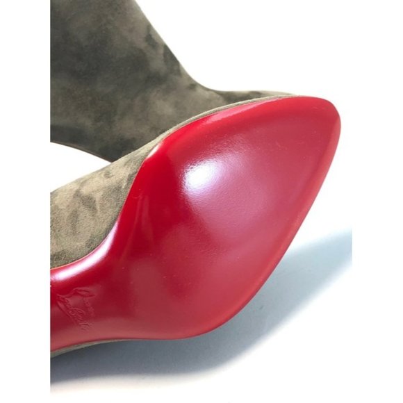 CHRISTIAN LOUBOUTIN Gray So Eleonor Velour Ankle Boots Size Eu:35 - Picture 6 of 12